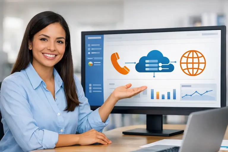 API de Voz conectando CRM, ERP e chamadas em dashboard corporativo