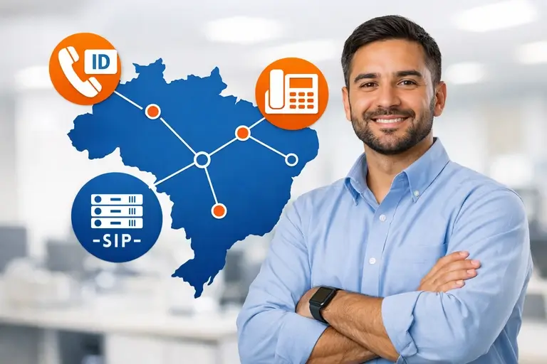 API de Telefonia com DID, BINA e SIP Trunking em mapa do Brasil