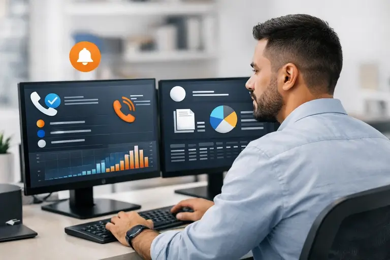 API de Integração Telefônica exibindo status e CDR em dashboards