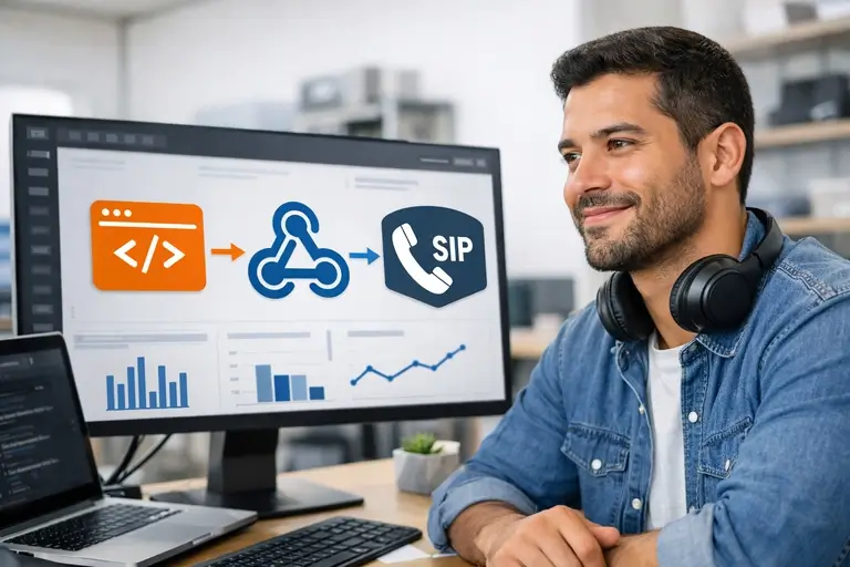 API de Telefonia com API REST, webhooks e conexão SIP em dashboard