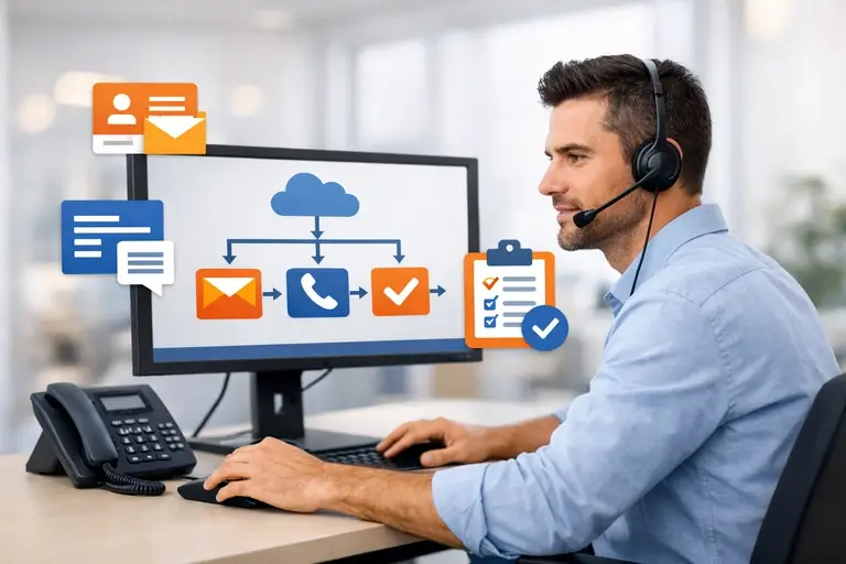 Telemarketing com campanha, script e tabulação de chamadas