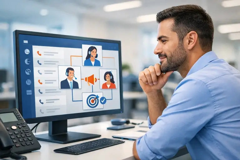 Telemarketing com histórico de contatos e campanhas