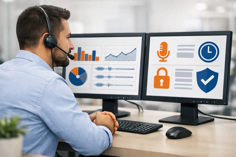 Assistente de Voz Automatizado com dashboard de chamadas e conformidade