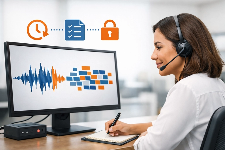 Atendimento por Voz Automatizado com gravação e transcrição
