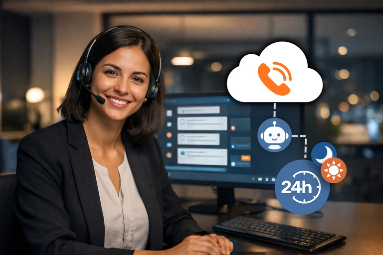 Atendente Virtual 24x7 atendendo clientes fora do horário comercial