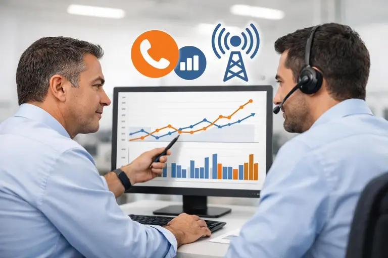 Gestor analisando custos de Telefonia no Atacado por minuto