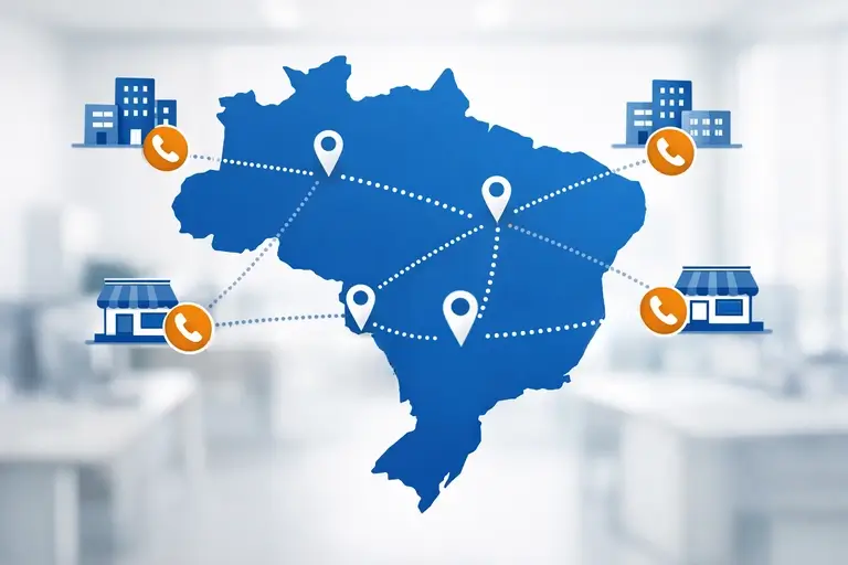 Link de Voz para Integradores com mapa do Brasil e múltiplos DDDs