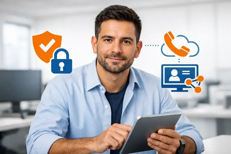 Painel seguro de Integração de Voz com CRM corporativo