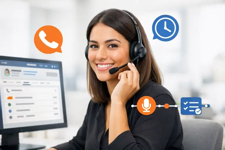 Tela de Telefonia para CRM com chamadas e gravações automáticas