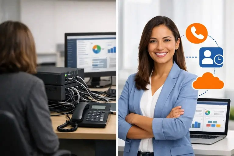 Dashboard comparando PABX para CRM e telefonia tradicional