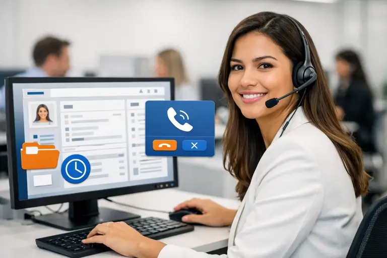 Atendente operando Telefonia para ERP com cadastro do cliente