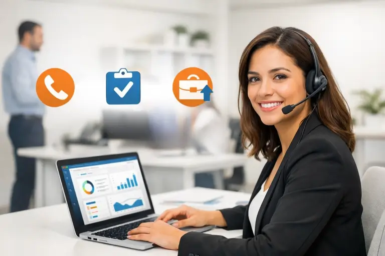 Vendedor acompanhando Telefonia para Gluo CRM em dashboard