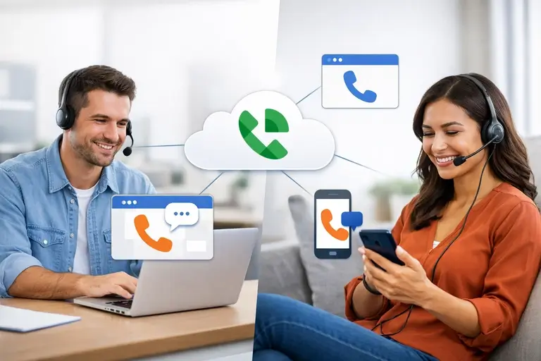 Telefonia para Google Voice em notebook, celular e navegador
