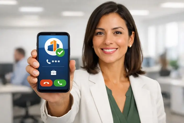 Tela de celular com Origem Verificada em atendimento corporativo