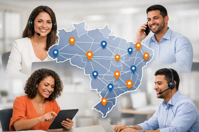Mapa do Brasil com Número DID conectado a vários DDDs