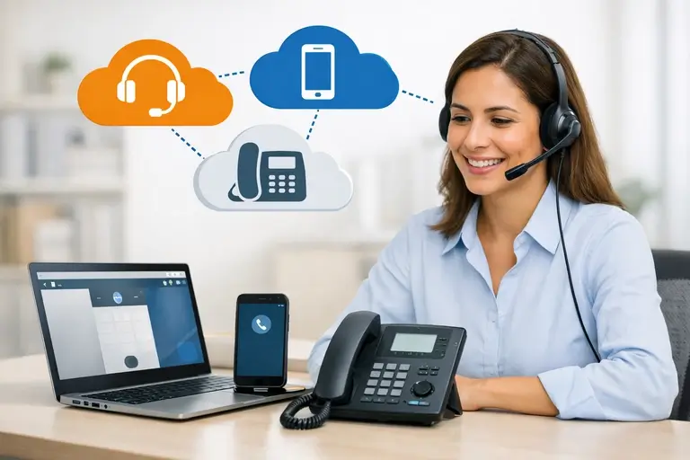 Telefone Virtual atendido por softphone, celular e telefone IP