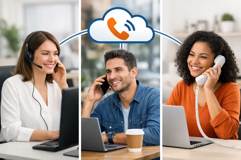 Telefone Fixo Virtual atendido por equipe remota em diferentes dispositivos
