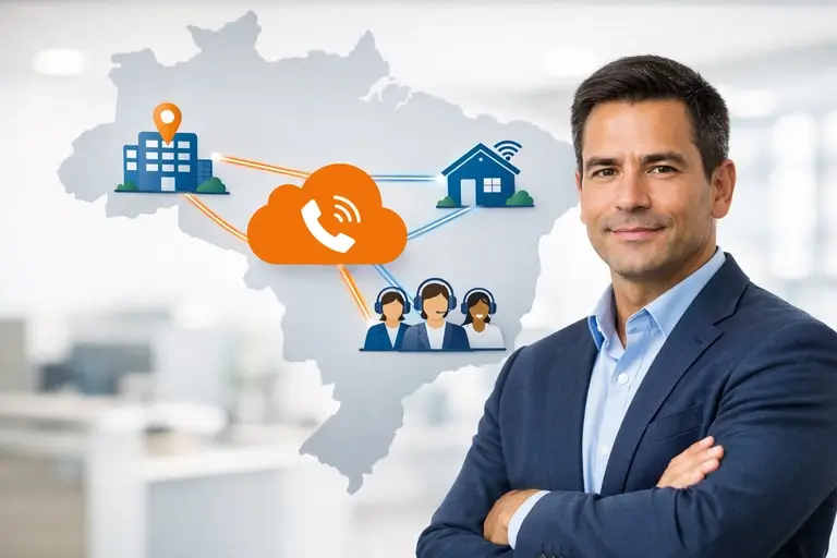 Filiais conectadas por Linha Direta para Ramal em mapa do Brasil