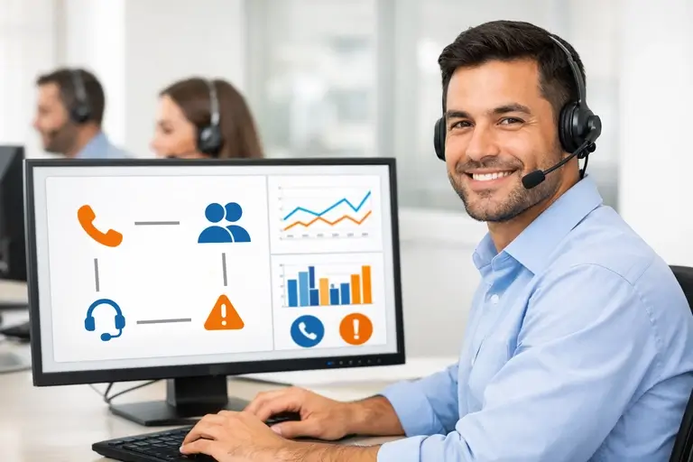 Dashboard de atendimento com Linha DDR e chamadas roteadas