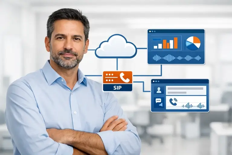 Arquitetura de Telefonia em Nuvem com tronco SIP e dashboards