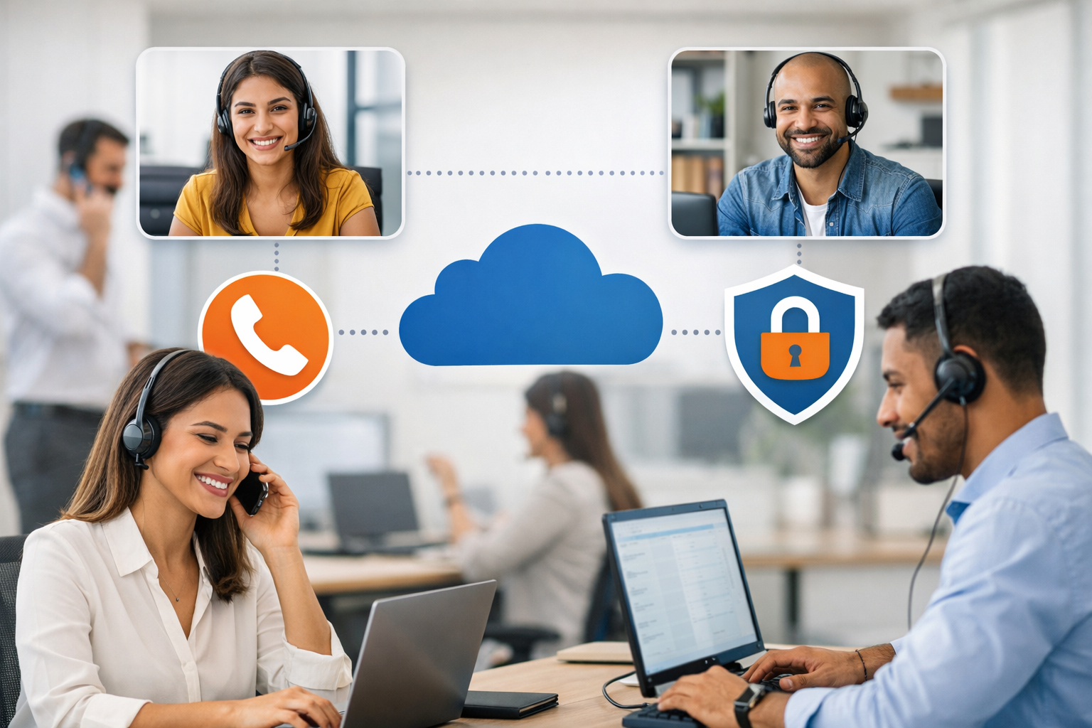 Operação segura com Click-to-Talk para CRM PipeRun em múltiplas equipes