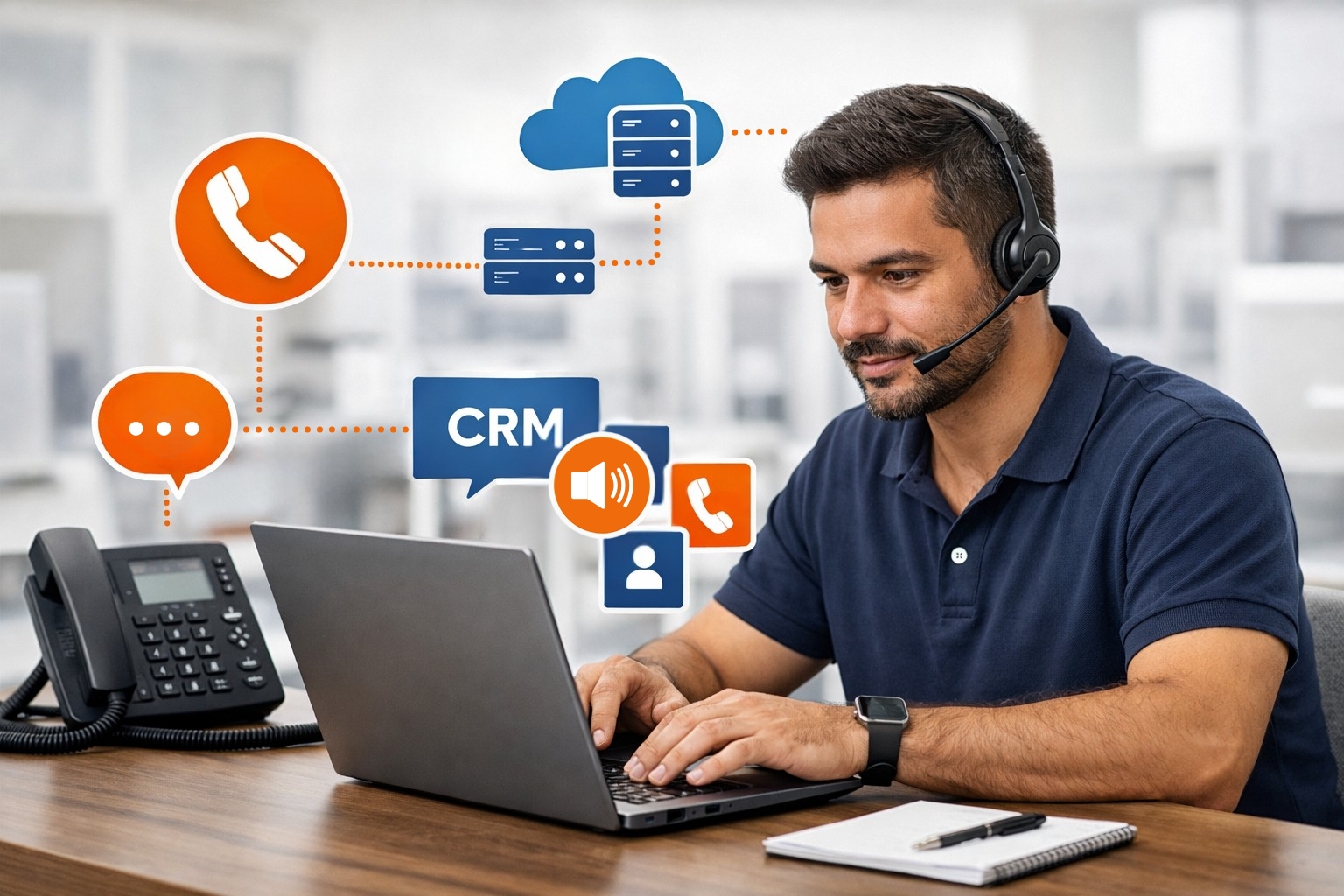 Especialista configurando PipeRun com Telefonia para equipe comercial