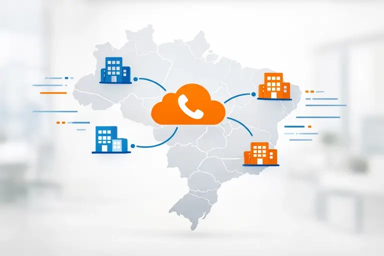 Filiais conectadas por Plano VoIP para Empresas em mapa digital
