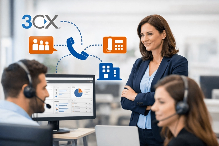 SIP Trunk para 3CX em operação diária de atendimento empresarial