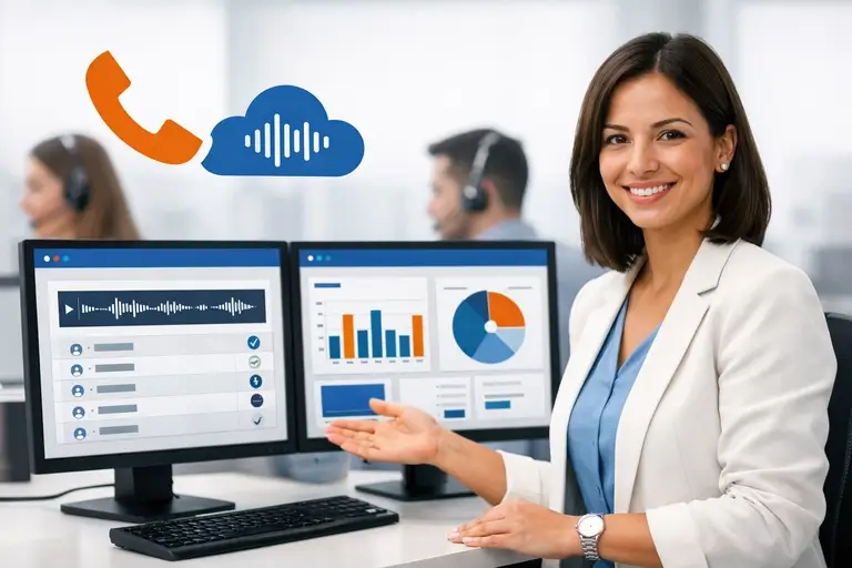 Gravador de Chamadas em dashboard de atendimento empresarial