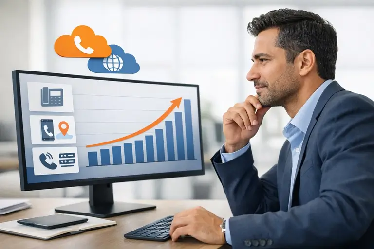 Gráfico de receita em Telefonia no Atacado para Revendedores