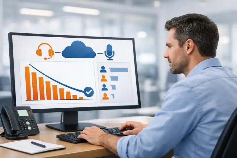 Painel da Telefonia Empresarial para ElevenLabs reduzindo filas de atendimento