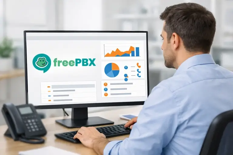 Dashboard de SIP Trunk para FreePBX conectado ao PABX empresarial