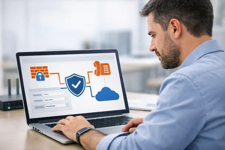 Tela técnica de Linha SIP para FreePBX com autenticação segura