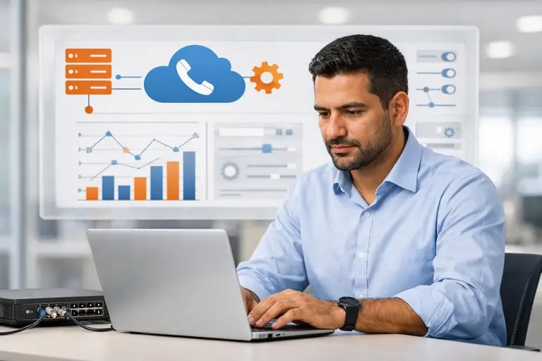 Configuração PJSIP do Link de Voz para FreePBX em dashboard técnico