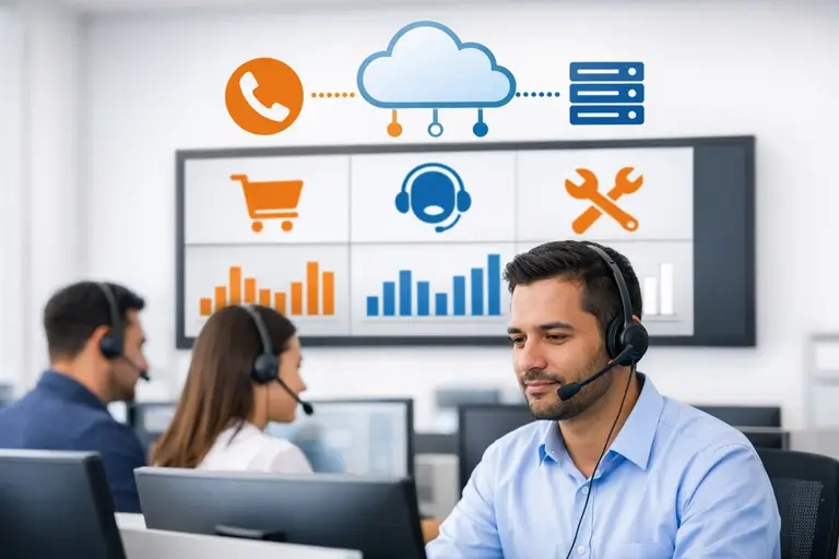 Atendentes usando Link de Voz para FreePBX com canais escaláveis