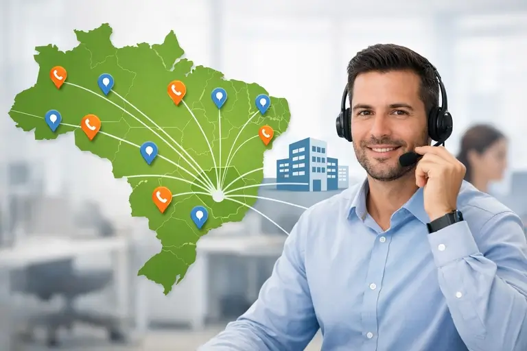 Mapa do Brasil com Telefonia Empresarial para FreePBX em vários DDDs