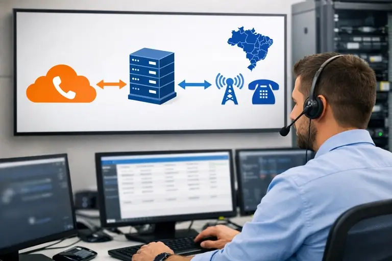 SIP Trunk para Softswitch da Kolmisoft com rotas até a PSTN brasileira