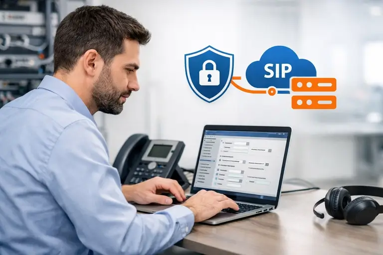 Link de Voz para Softswitch da Kolmisoft em configuração SIP segura