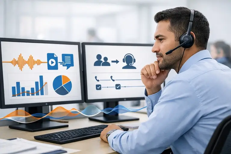 Atendimento por Voz com IA com gravação, métricas e handoff
