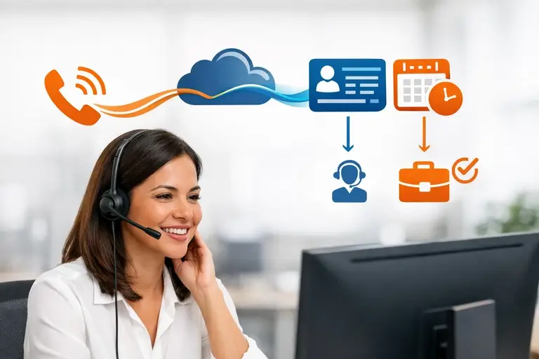 Agente de Voz conectando ligação a CRM e agenda empresarial