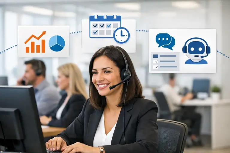 Agente Telefônico gerenciando vendas, cobrança e suporte