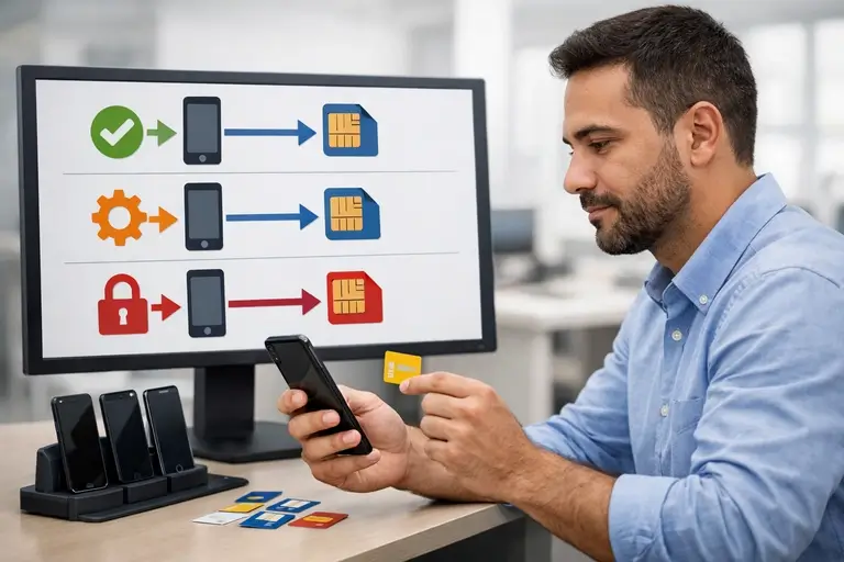 Chip Empresarial em fluxo de ativação e bloqueio por CNPJ