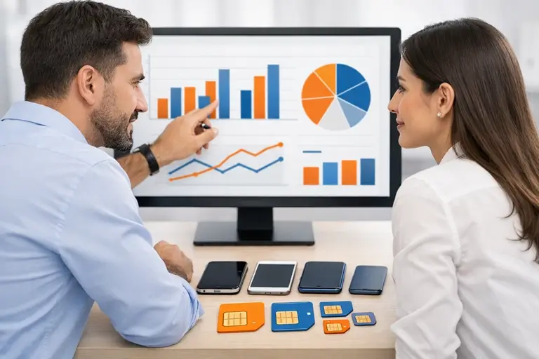 Chip Empresarial em dashboard de consumo e custos por colaborador