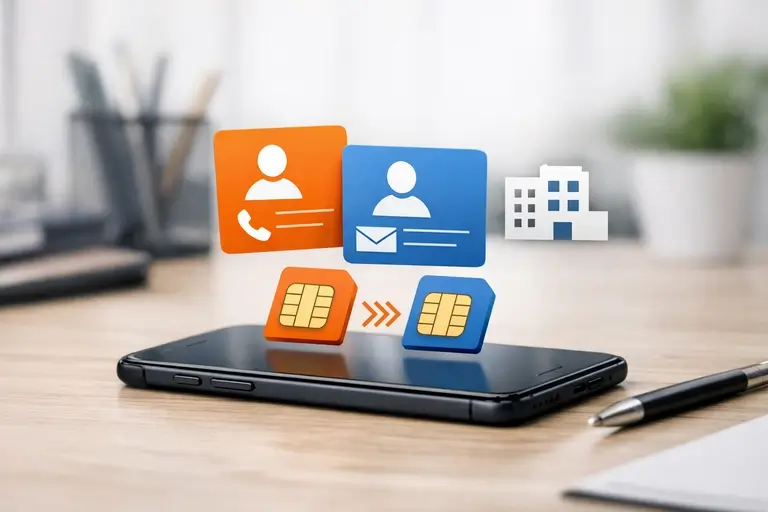SIM Corporativo com portabilidade em tela de contatos comerciais
