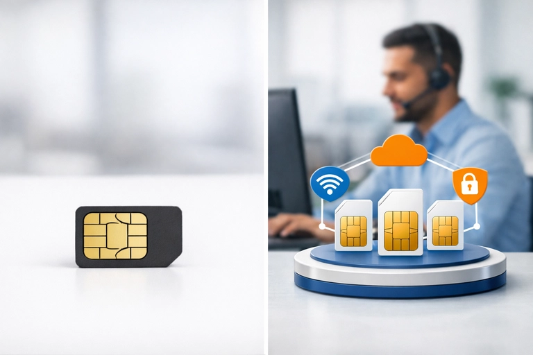 Chip IoT empresarial em plataforma com gestão de linhas e APN privada