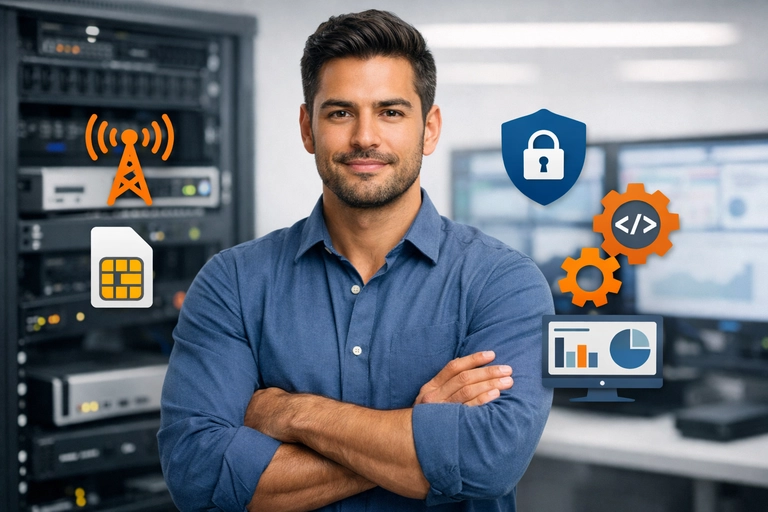 Chip IoT conectado a redes móveis, APN privada e API corporativa