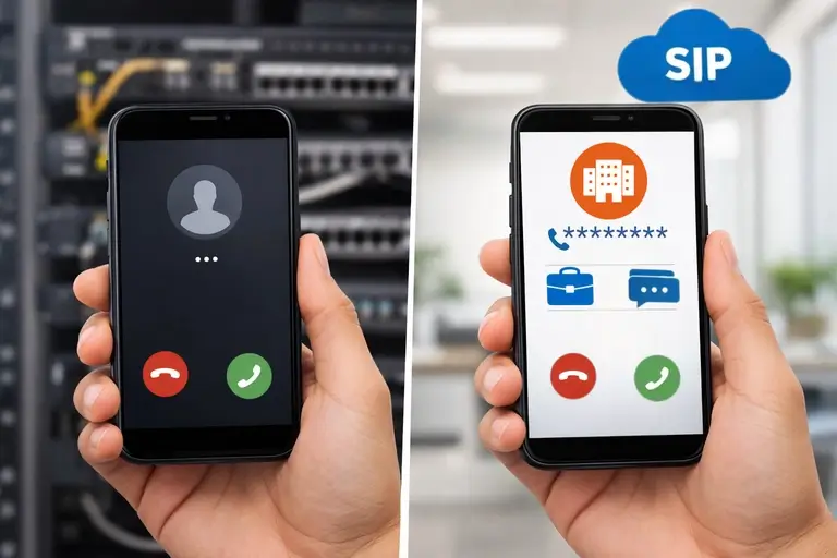 Link de Telefonia com Origem Verificada comparado à telefonia tradicional