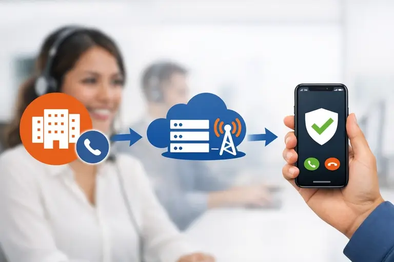SIP Trunk com Stir Shaken validando chamada empresarial em smartphone