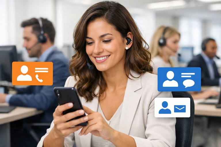Linha de Celular Empresarial em atendimento corporativo com CRM