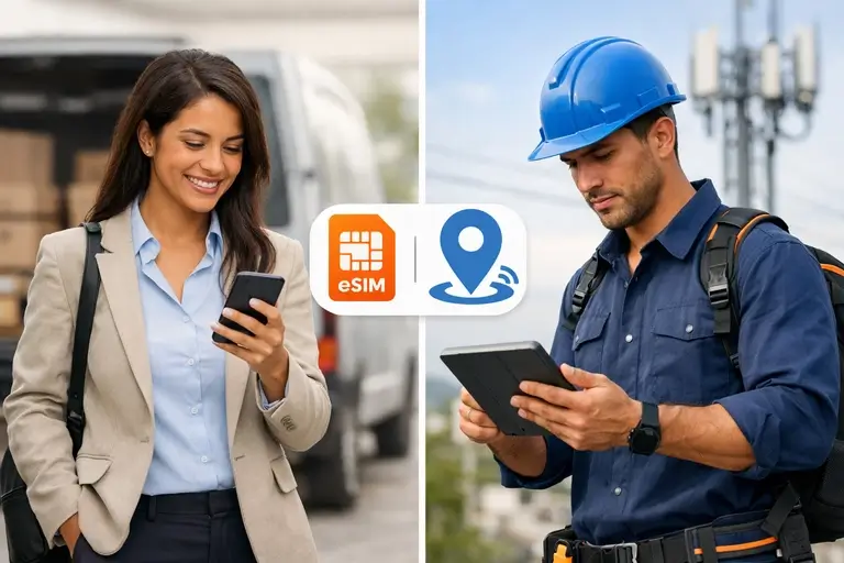 eSIM Corporativo conectando vendedores e técnicos em trabalho de campo